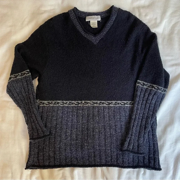 Vintage 90s wool blend V neck  grandpa sweater M - Picture 5 of 8